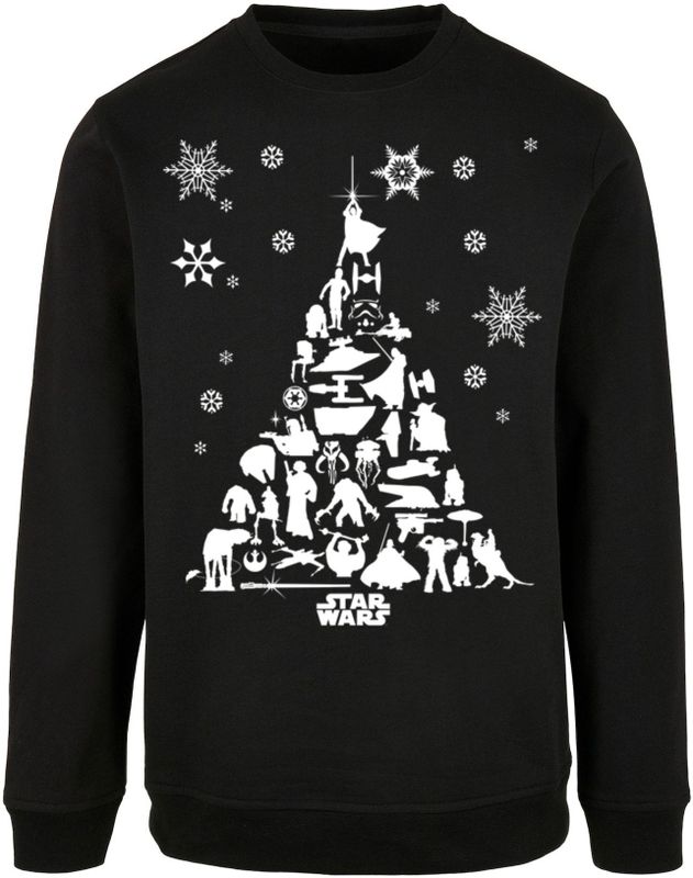 F4NT4STIC Sweatshirt 'Star Wars Christmas Weihnachtsbaum'  zwart / wit