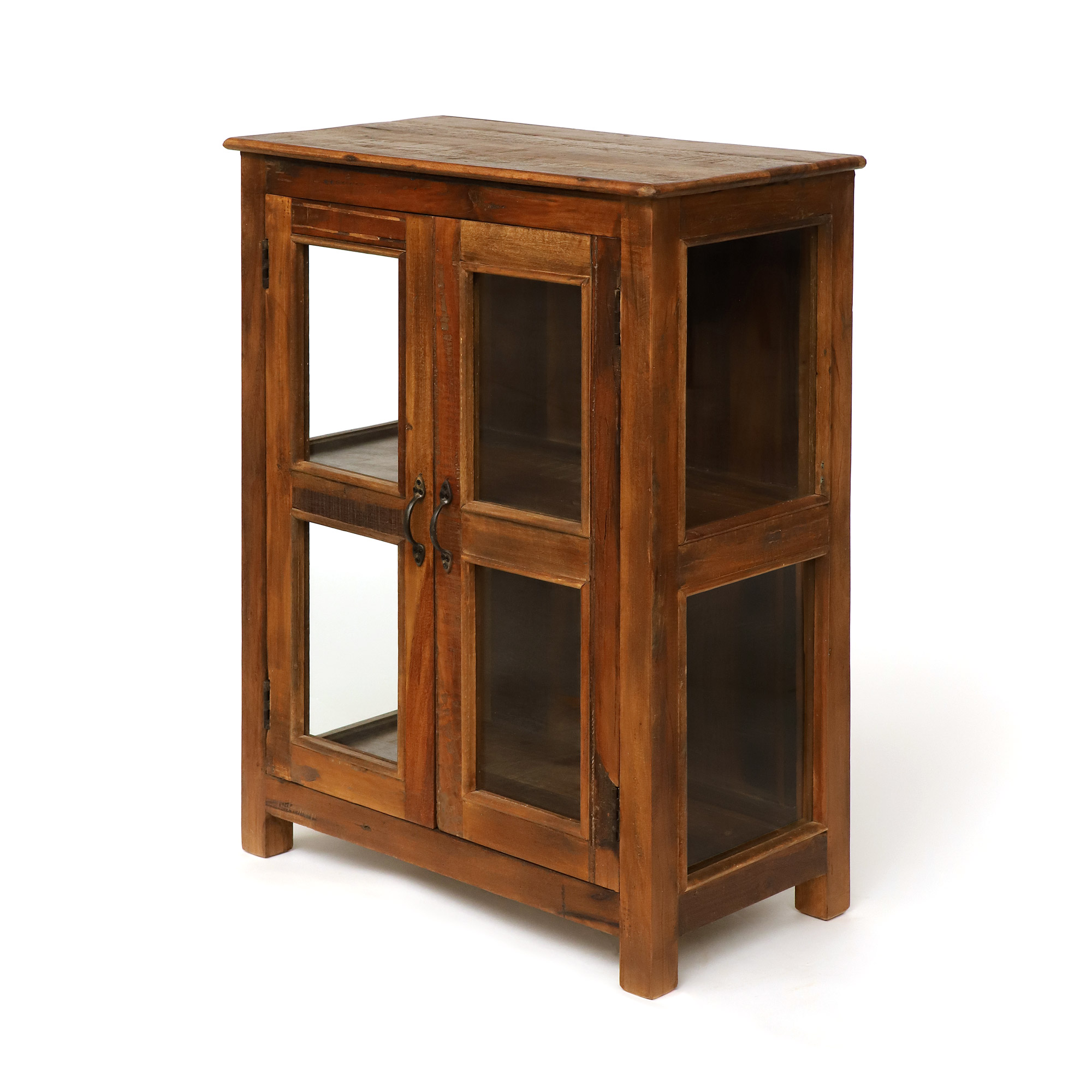 Vitrinenschrank 'Mal', aus recyceltem Holz, H 100 cm, B 79 cm, L 42 cm von fischer's lagerhaus