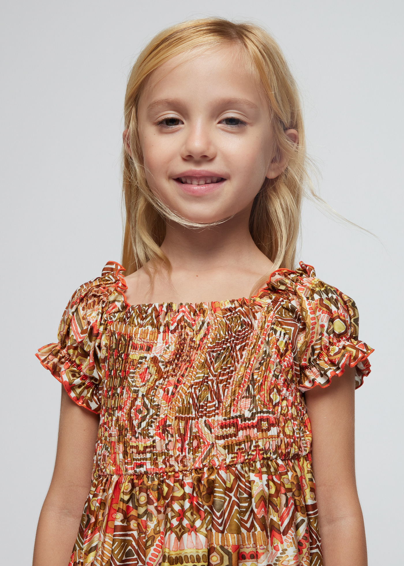Vestido de malha franzida Better Cotton para meninas, Granadina
