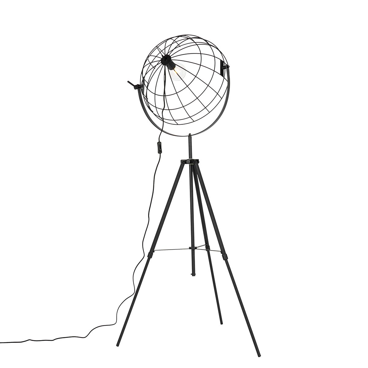 Industriële tripod vloerlamp zwart 50 cm verstelbaar - Hanze