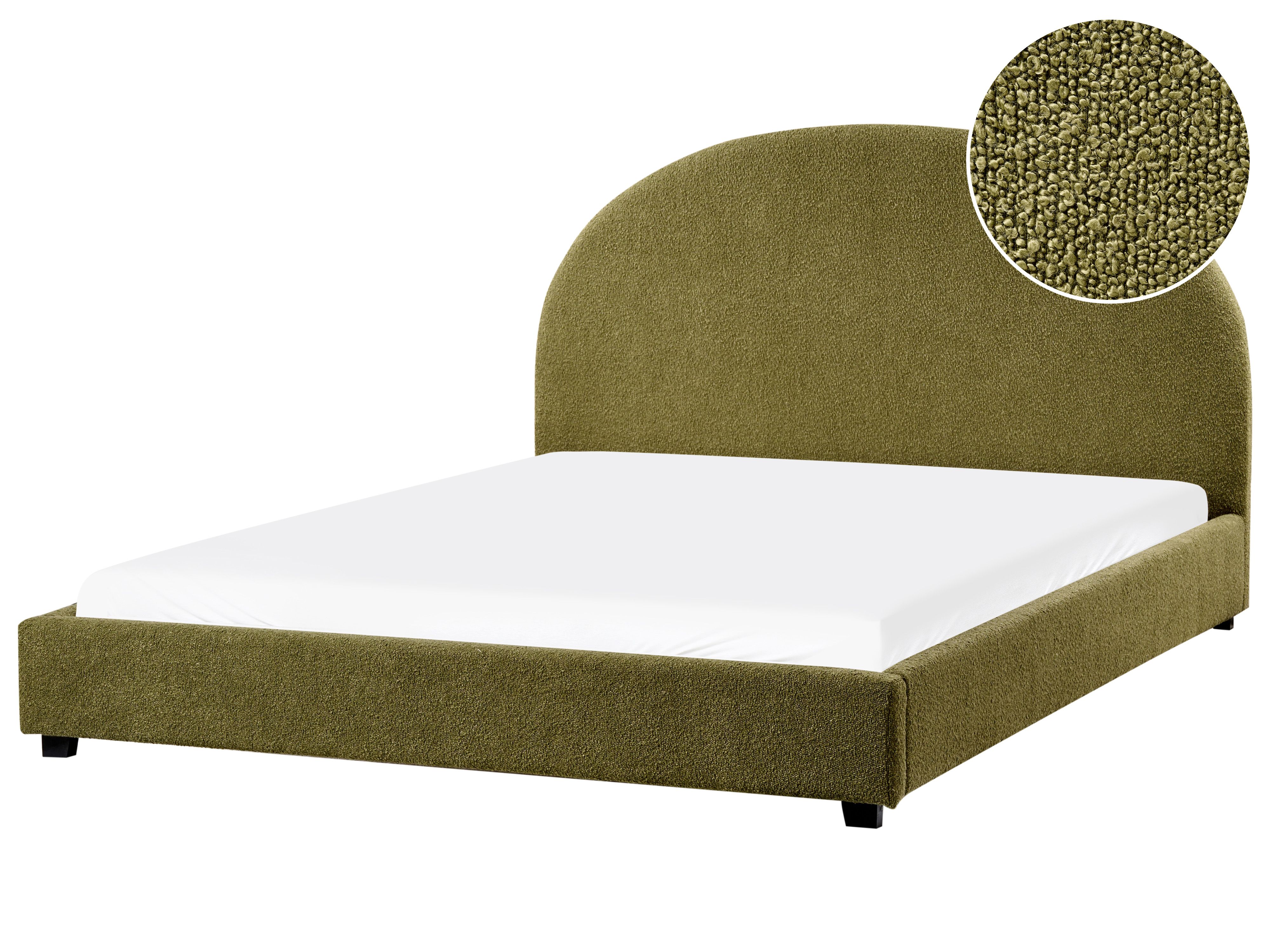 Bed Bouclé VAUCLUSE 160 x 200 cm Olijfgroen