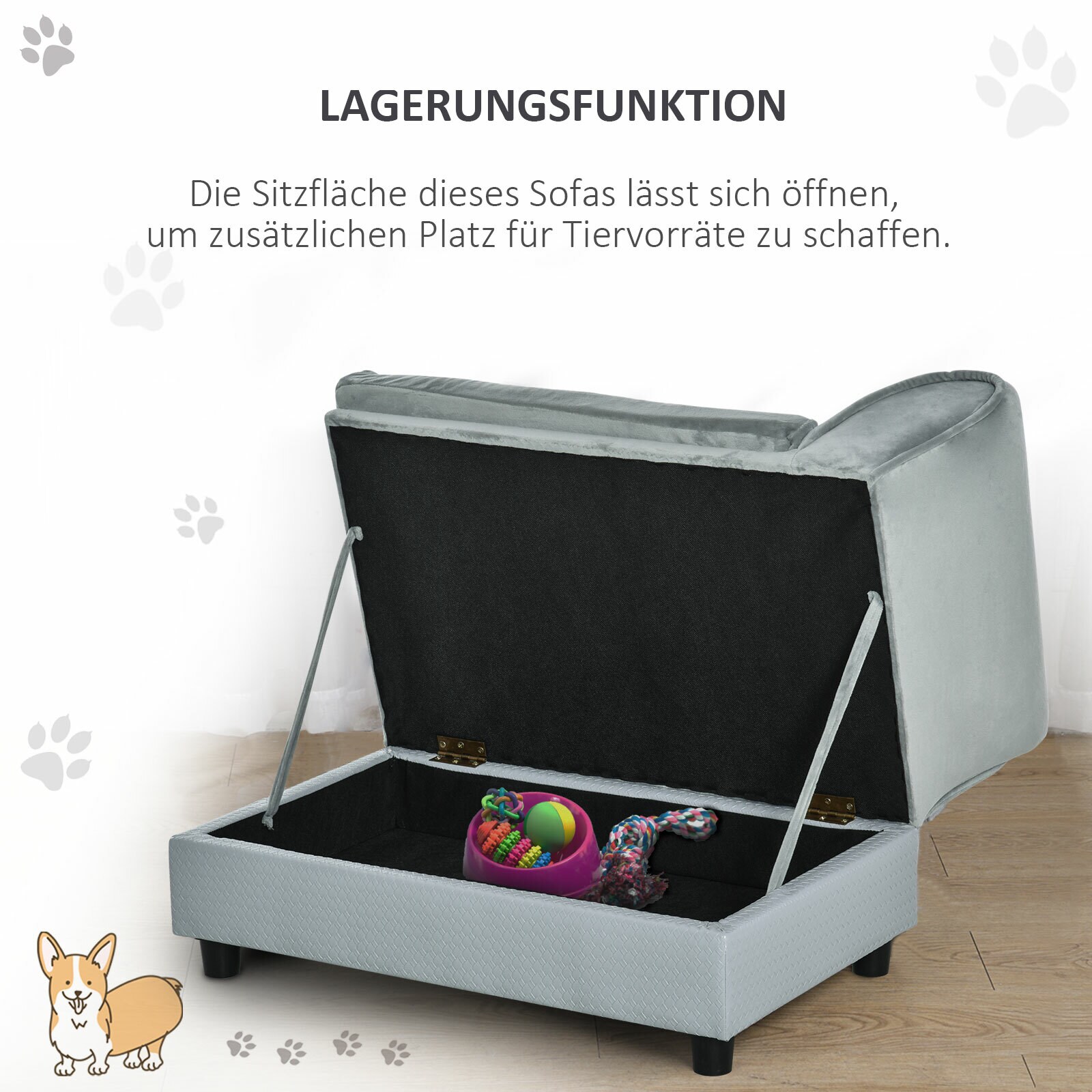 PawHut Hundesofa hellblau 76 x 45 x 41,5 cm (BxTxH)
