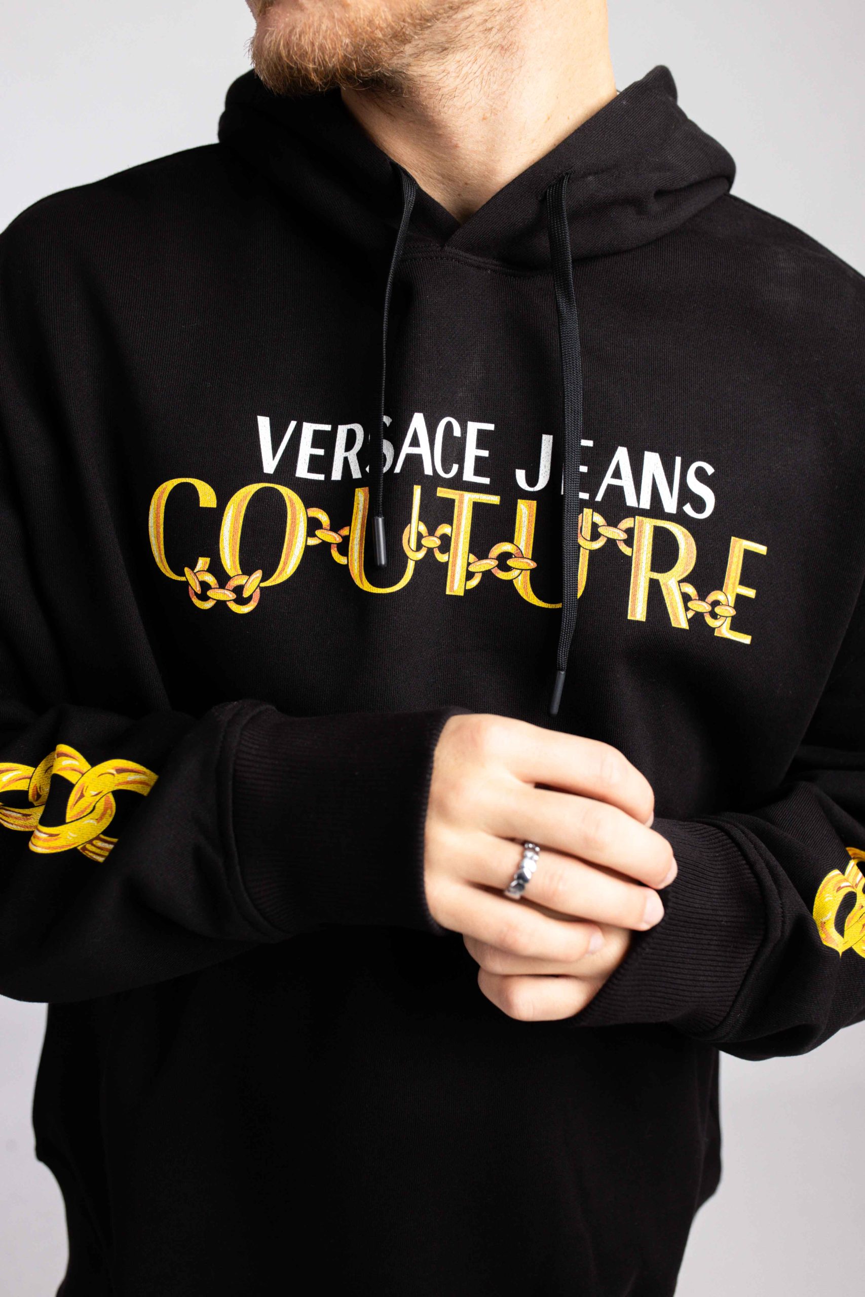 Versace Jeans Couture Chain Logo Hoodie Zwart/Goud
