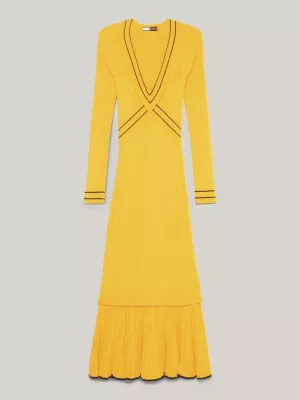 Vestido suéter com decote em V e tranças Crest