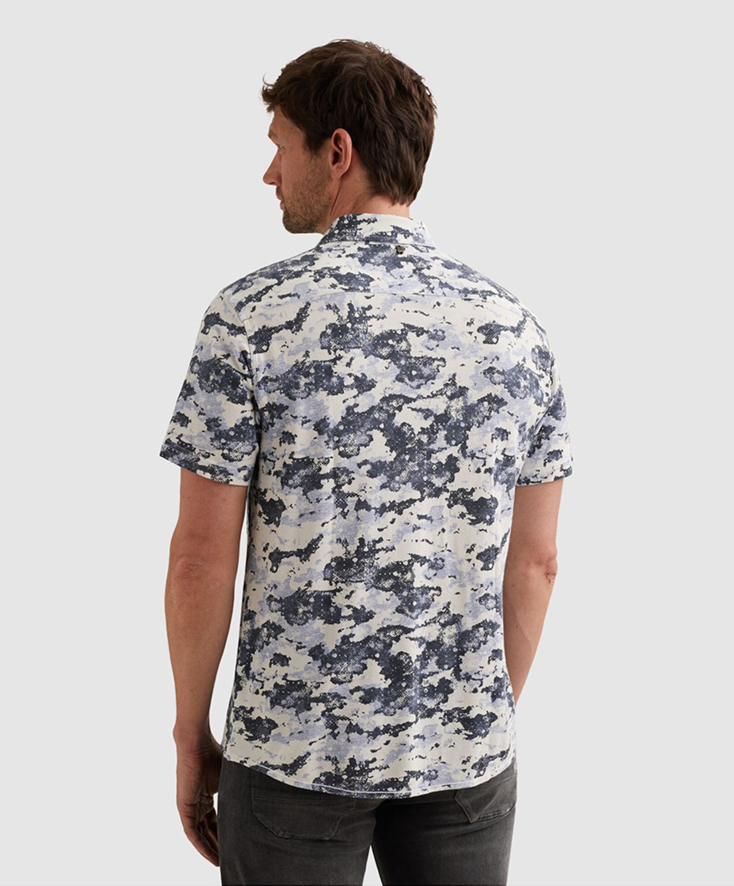 PME Legend Heren overhemd korte mouw blauw