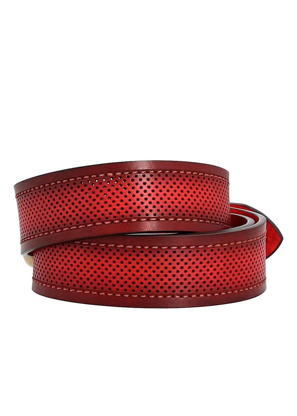 CEINTURE OAKWOOD CUIR MINI PERFOS ROUGE