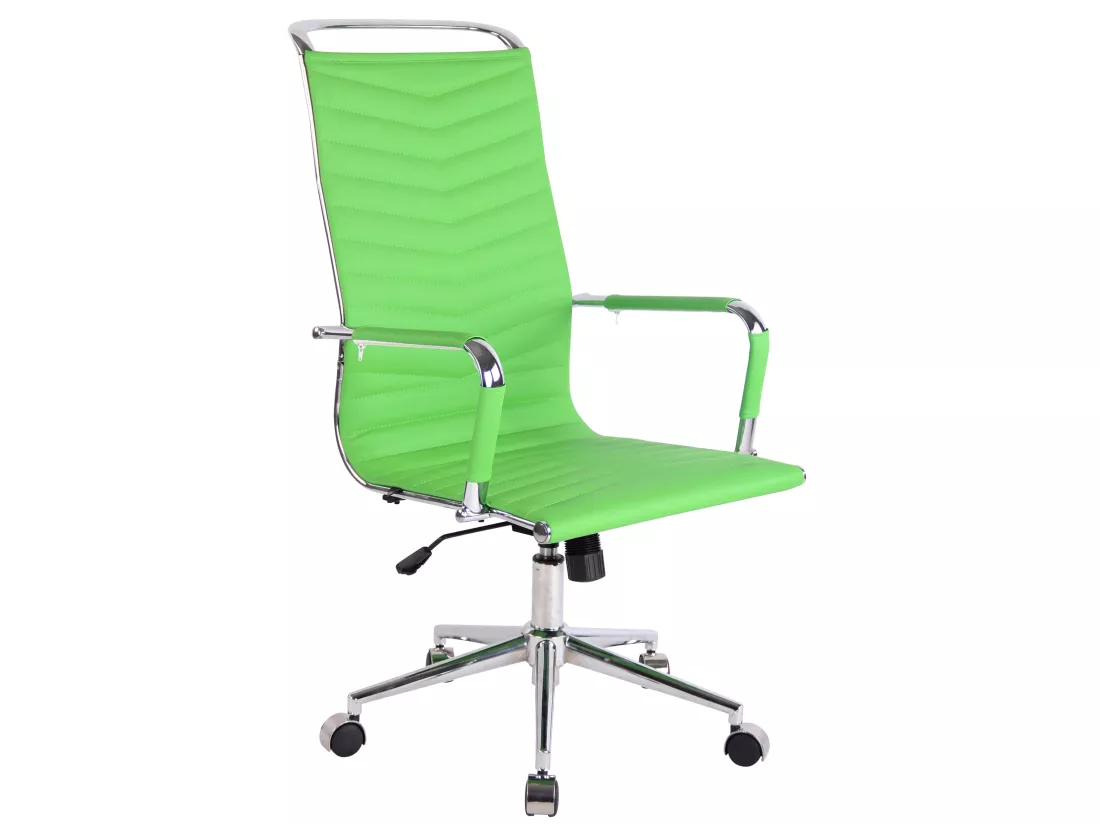 Chaise de bureau - Similicuir & Métal chromé - Vert - Batley