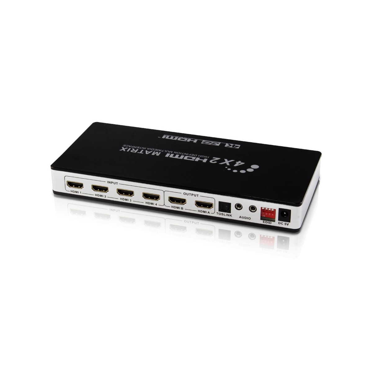 Matrisebryter HDMI 4 x 2 UHD 4K2K 3D med EDID-funksjon