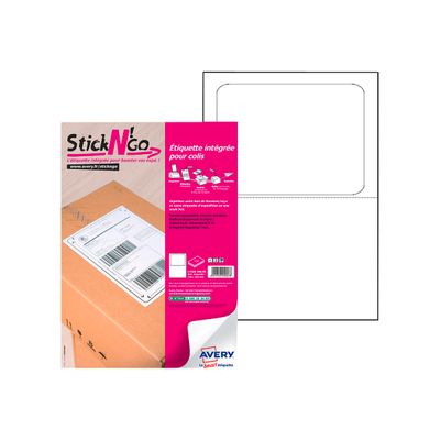 Avery - Stickn'go 100 Étiquettes intégrées blanches - 120 x 164 mm - Compatible Colissimo