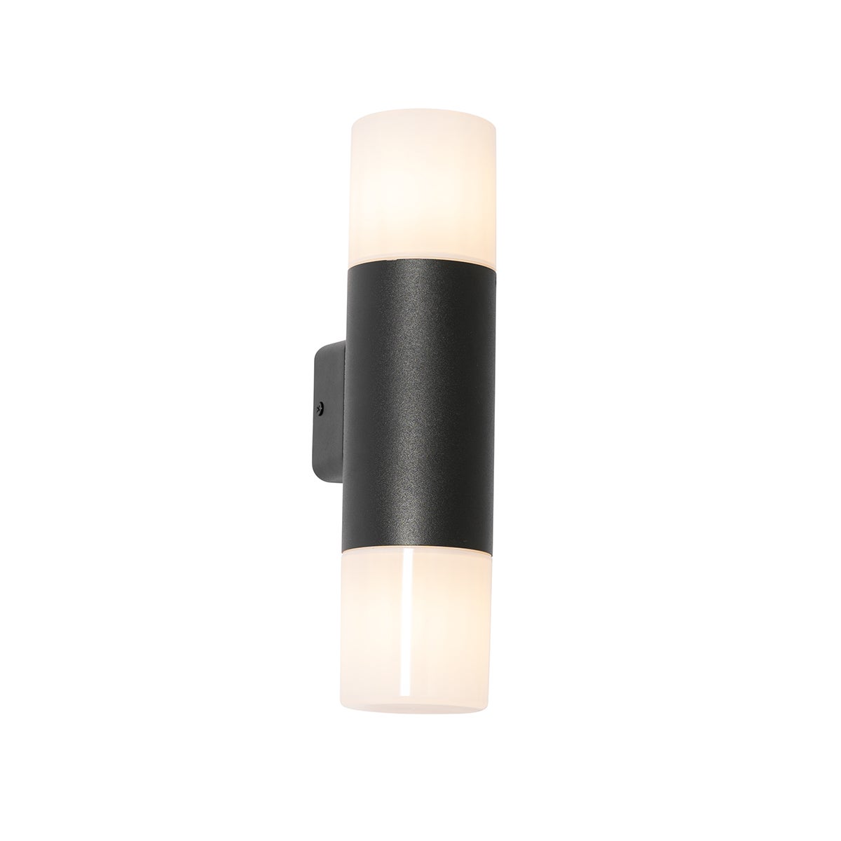 Buitenwandlamp, zwart met opaal kap, 2-lichts, IP44 - Odense