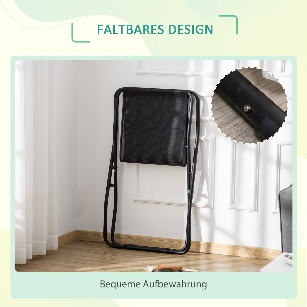 PawHut Huisdierbed, 111L x 65,5B x 19H cm, Stalen Gaasstof, Zwart
