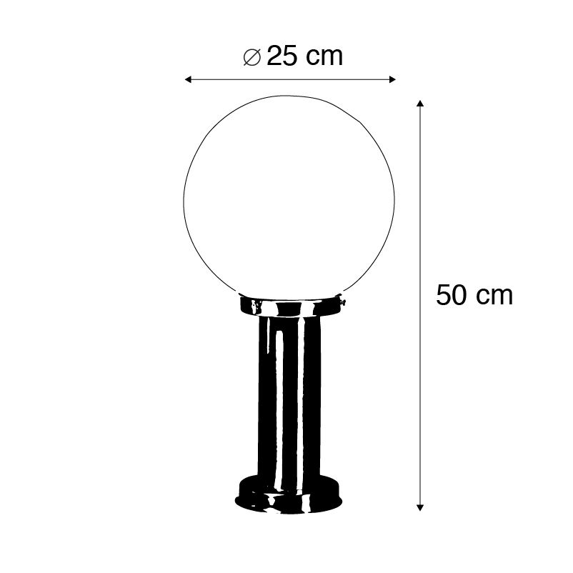 Moderne buitenlamp paal staal RVS 50 cm - Sfera