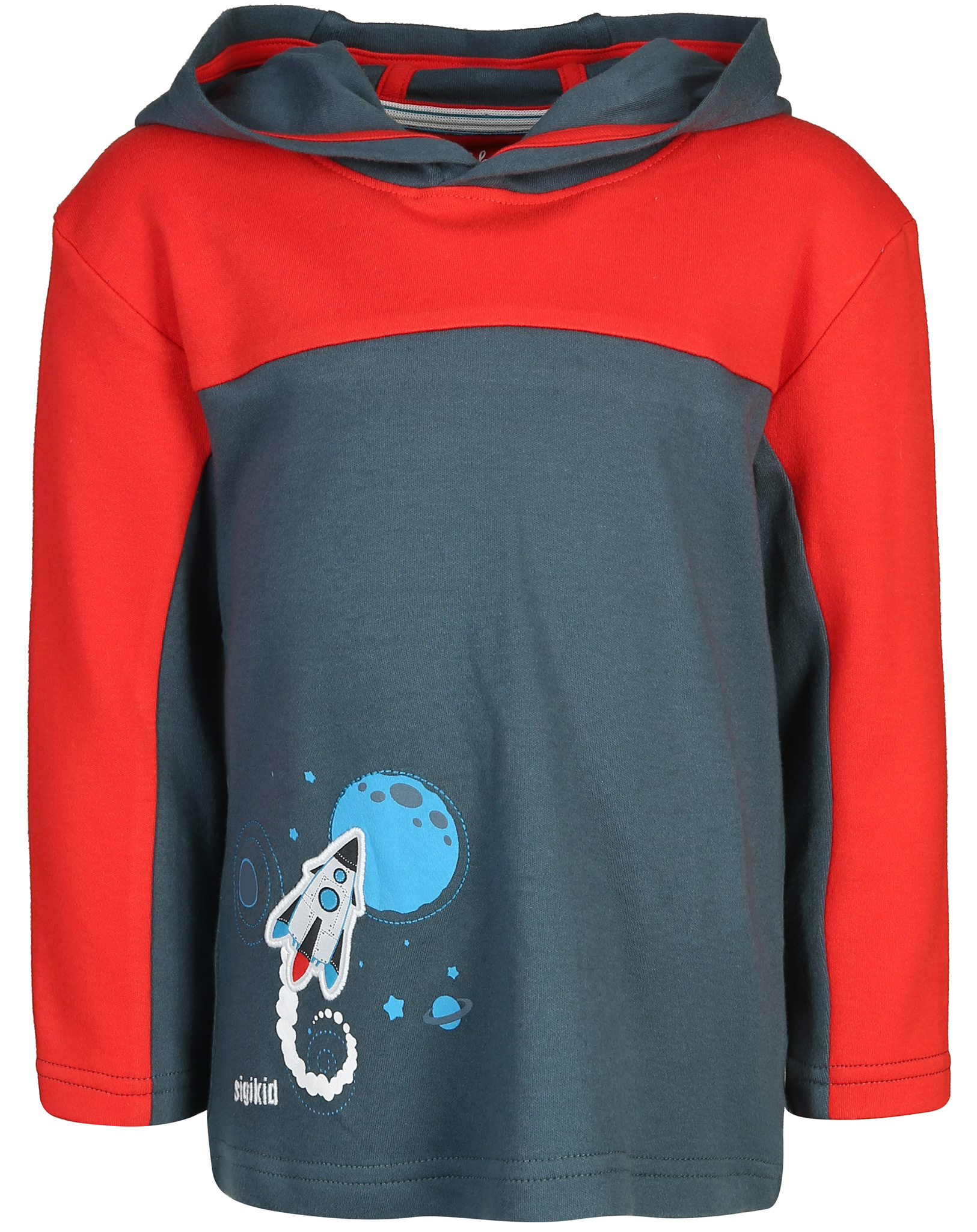 Kapuzen-Langarmshirt SPKids in graublau/rot