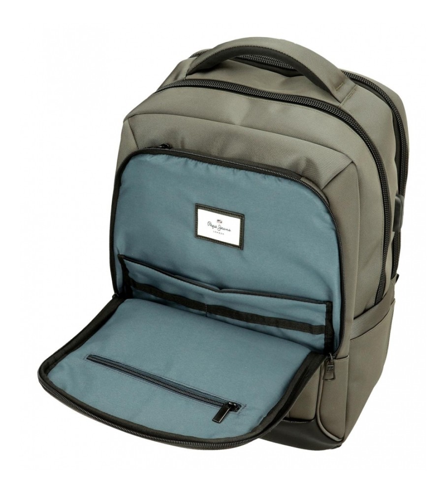 Mochila Pepe Jeans Leighton, adaptável com dois compartimentos, verde.
