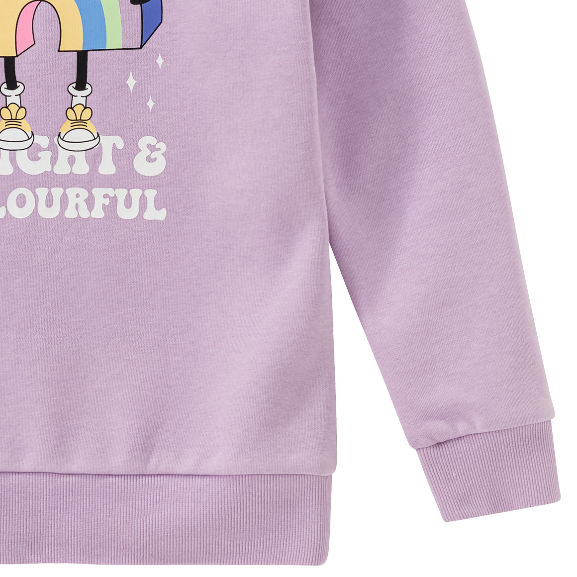 Famy Mädchen Sweatshirt mit Regenbogen-Print helllila