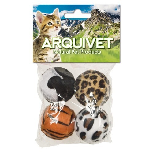 Conjunto de 4 bolas estampadas para gatos, cores sortidas