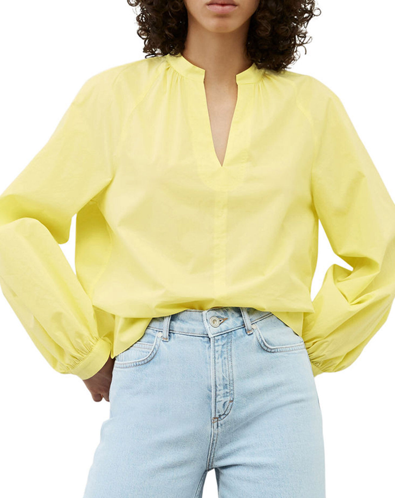 Marc O'Polo Chemise Col V en Coton Bio jaune