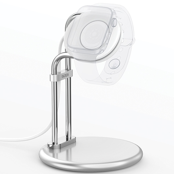 Halterung Ständer für Apple Watch (49mm/45mm/44mm/42mm/41mm/38mm) - Silber / Weiss