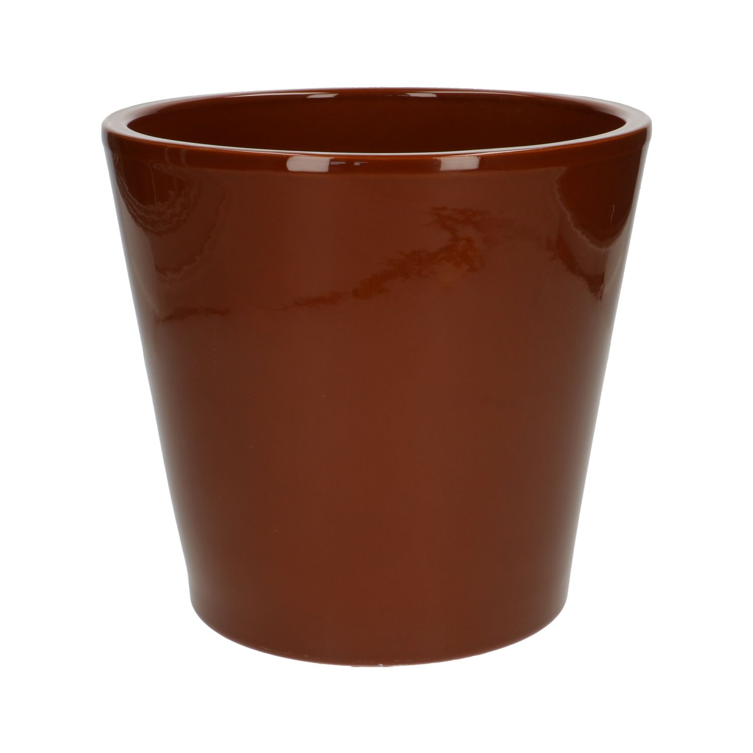 Bloempot, aardewerk, cognacbruin, Ø 25 cm