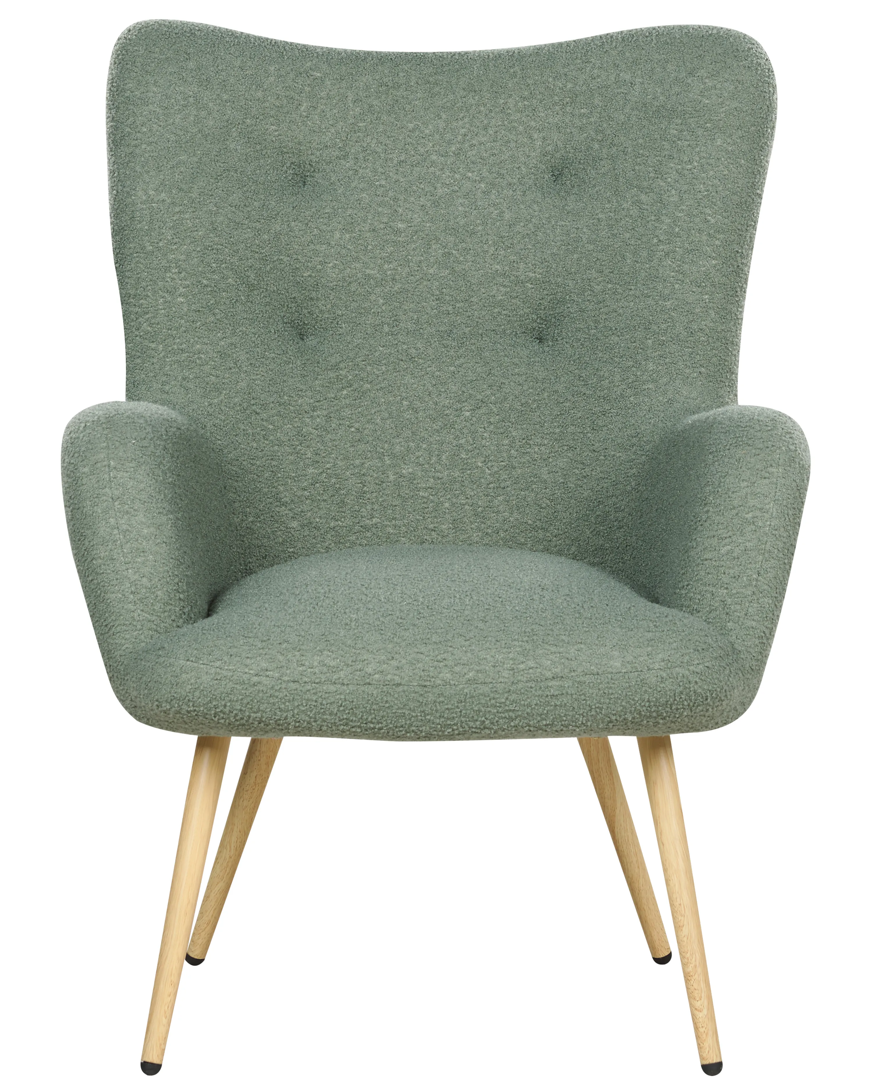 Oorfauteuil VEJLE met voetenbank Bouclé Lichtgroen