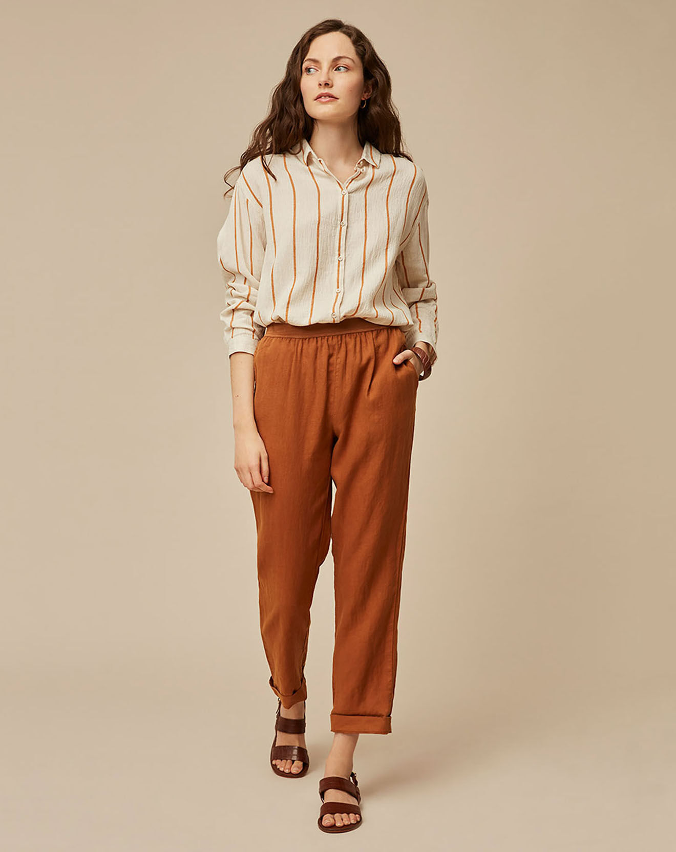 Harris Wilson Pantalon 100% Lin Carl cacao