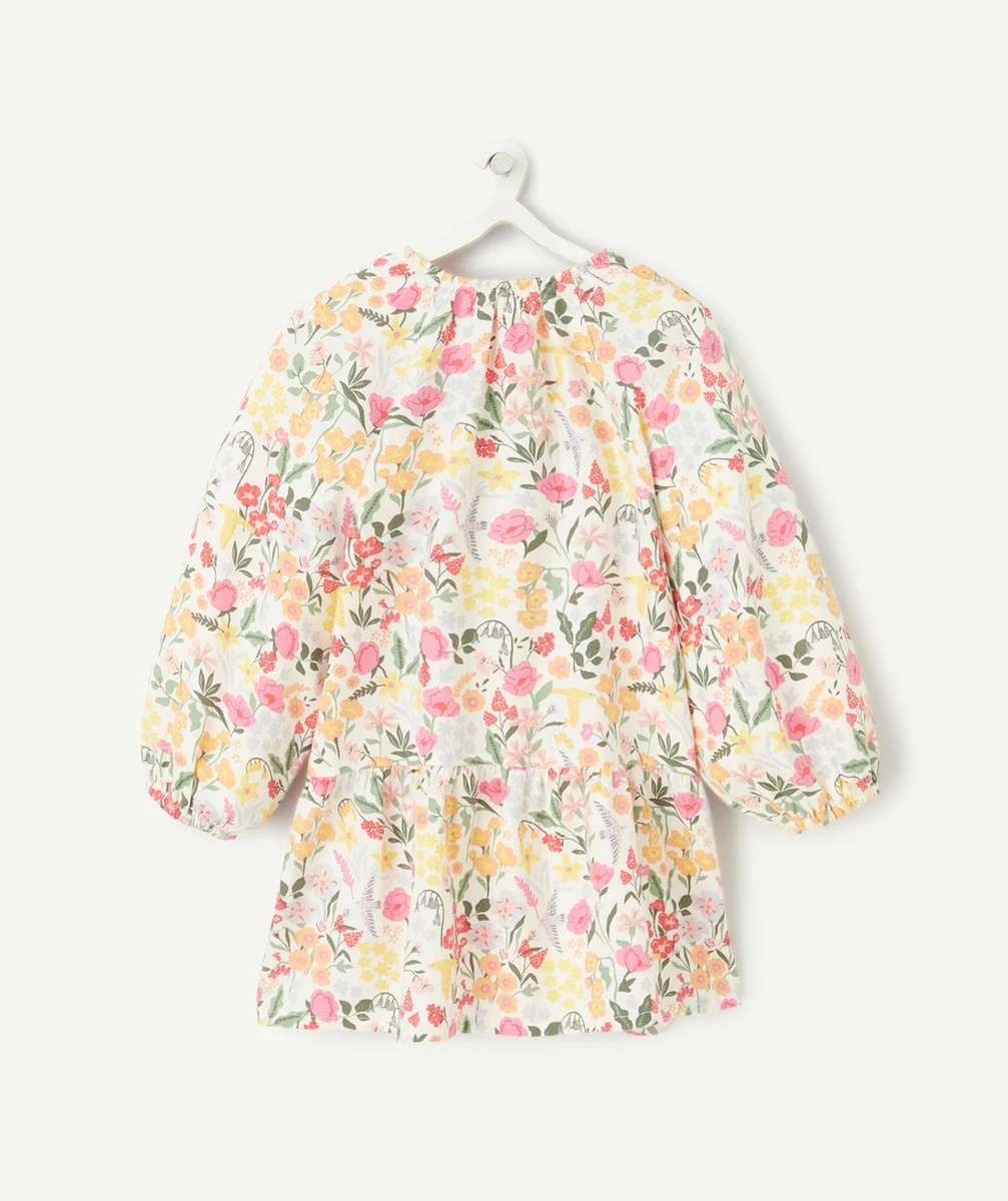 ROBE MANCHES LONGUES BÉBÉ FILLE EN COTON BIO AVEC IMPRIMÉ FLEURI