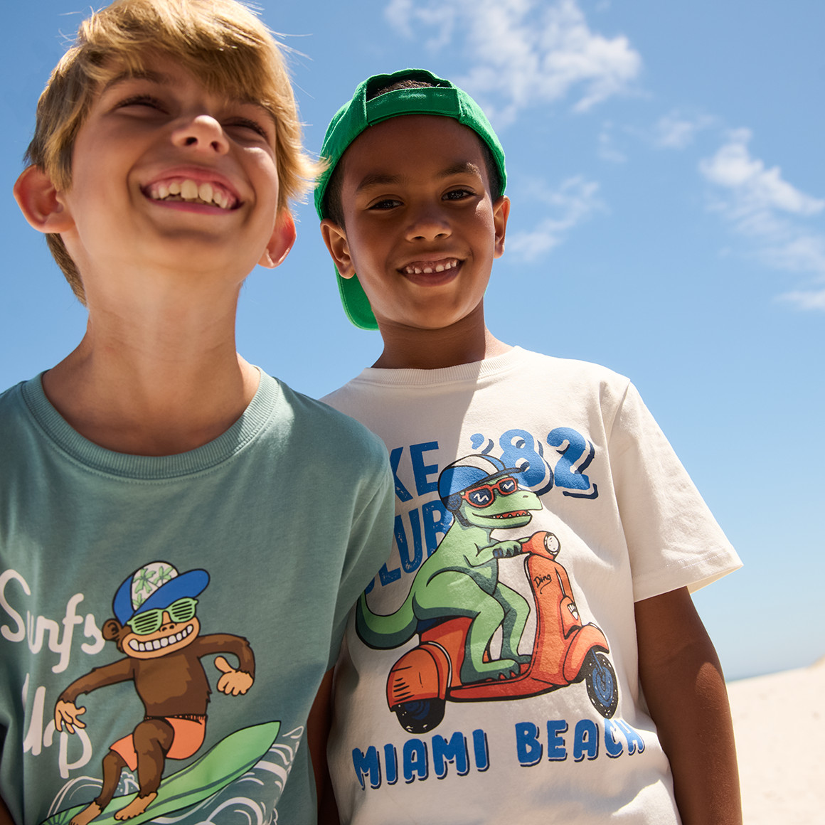 Famy 3 Jungen T-Shirts in verschiedenen Dessins weiss / blau / orange