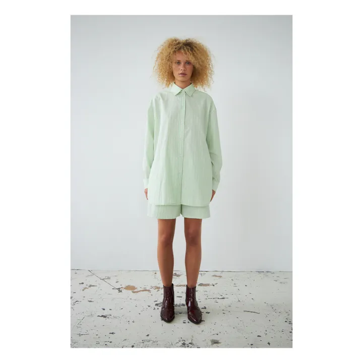 Stella Nova Chemise Rayée Oversize  | Vert Menthe
