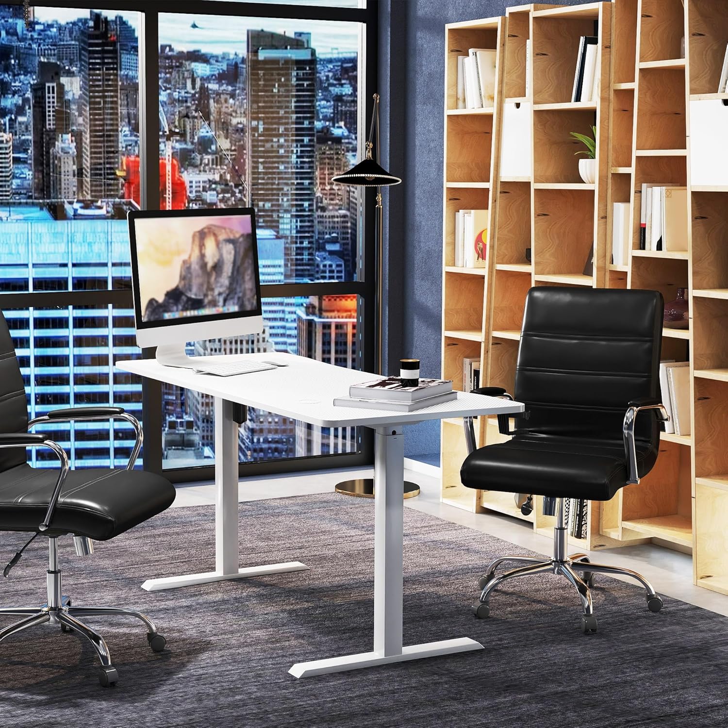 YUENFONG 120x60cm Höhenverstellbarer Schreibtisch Elektrisch mit Typ-C Ladeanschluss, 3 Höhen Memory-Funktion, Computertisch Mobiler mit Kopfhörerhaken und Getränkehalter, Weiß