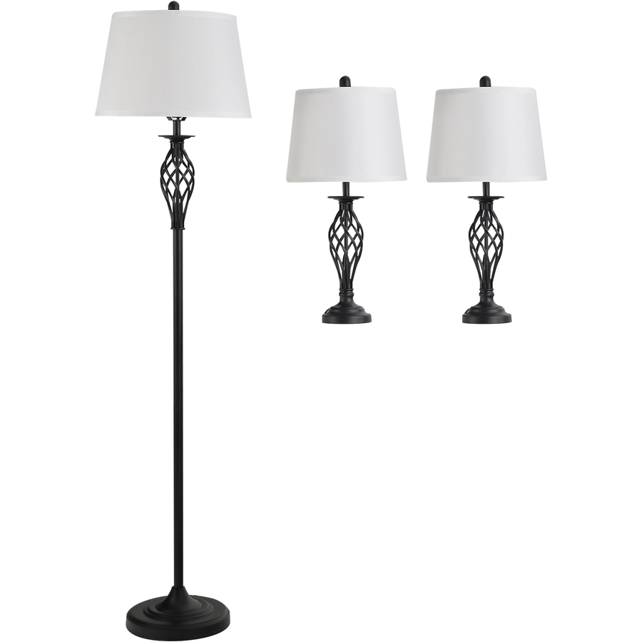 HOMCOM Stehlampe inkl. 2 Tischlampen schwarz, weiß