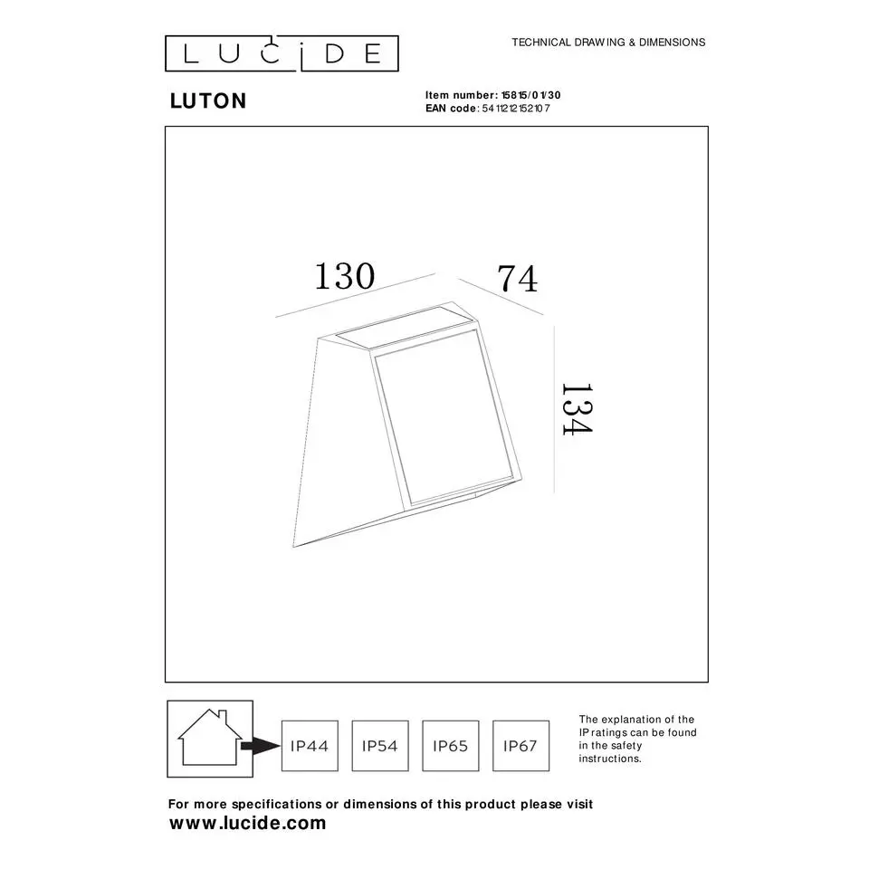 Lucide LUTON Wandlamp - Zwart