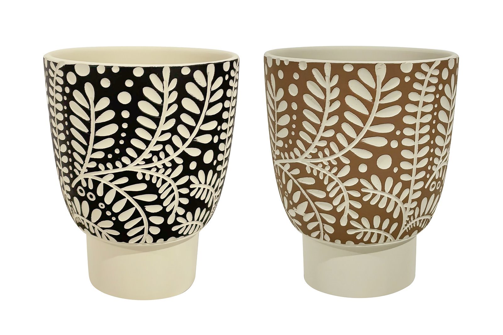 Clay blomsterpotte II Brun og hvit Ø13,8 H17,8 cm