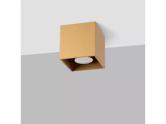 Plafonnier Quad minimaliste en acier - 1 sources lumineuses - L.10 x H.10 cm - doré