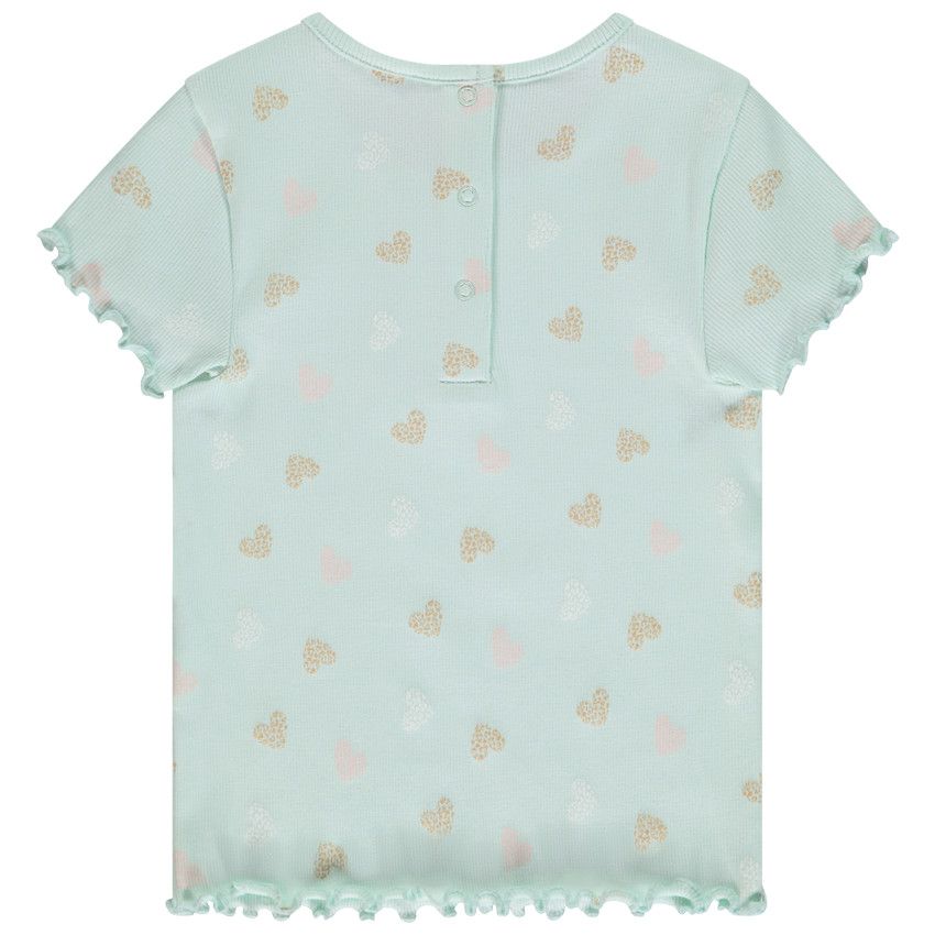 T-shirt manches courtes côtelé et imprimé pour bébé fille - Vert