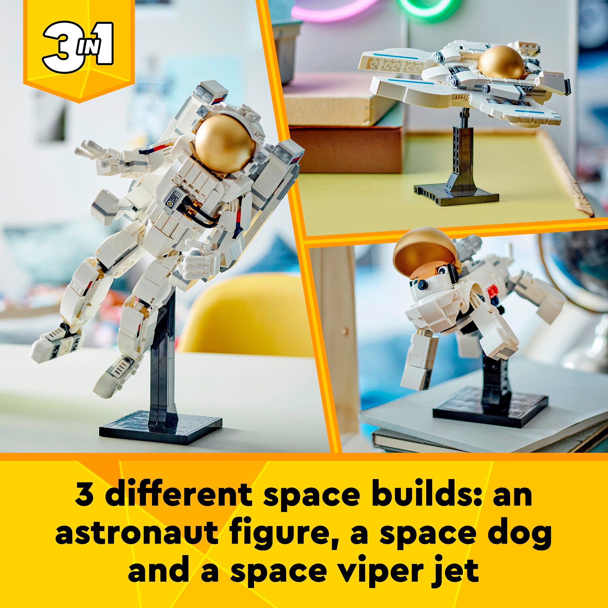 LEGO Konstruktionsspielzeug Creator 3-in-1 Astronaut im Weltraum