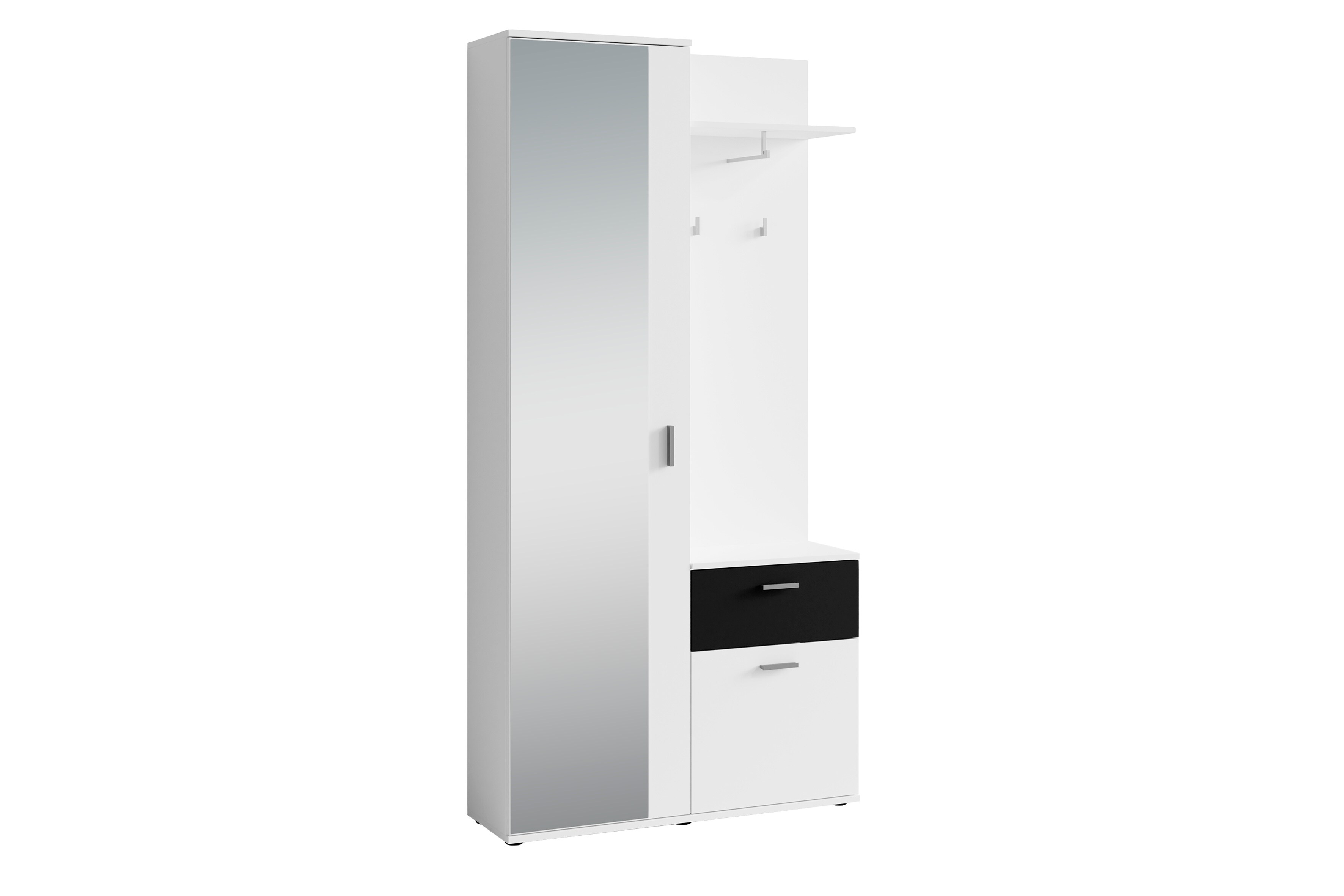 byLIVING Garderobe JAKOB, Breite 97 cm, schwarz/weiß, Spiegel, viel Stauraum