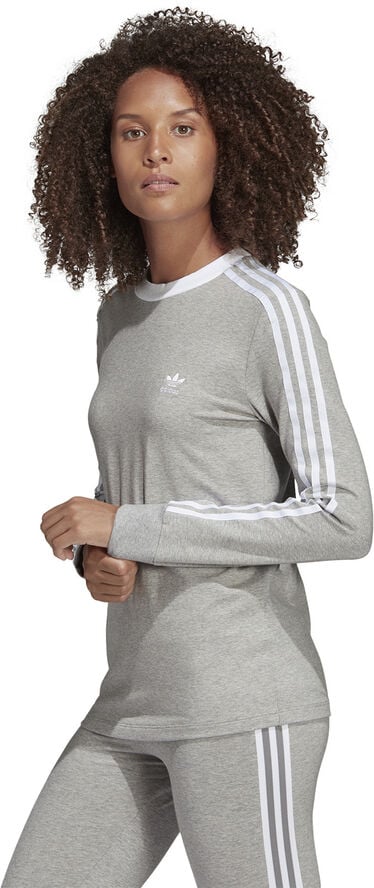 adidas 3-Stripes langærmet T-shirt Grå
