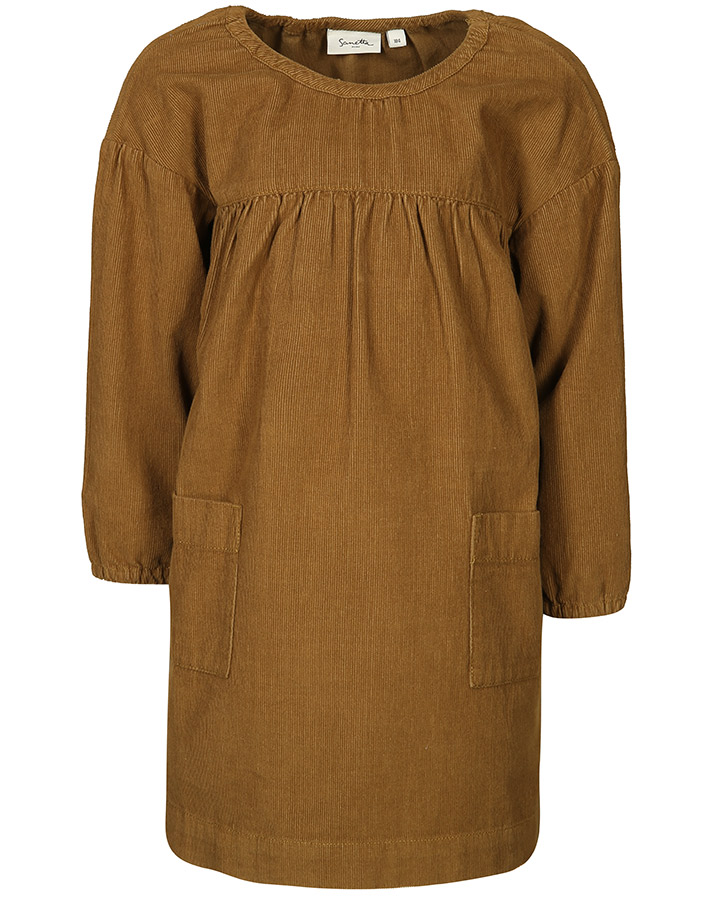 Langarmkleid PURE – BABYCORD in golden brown