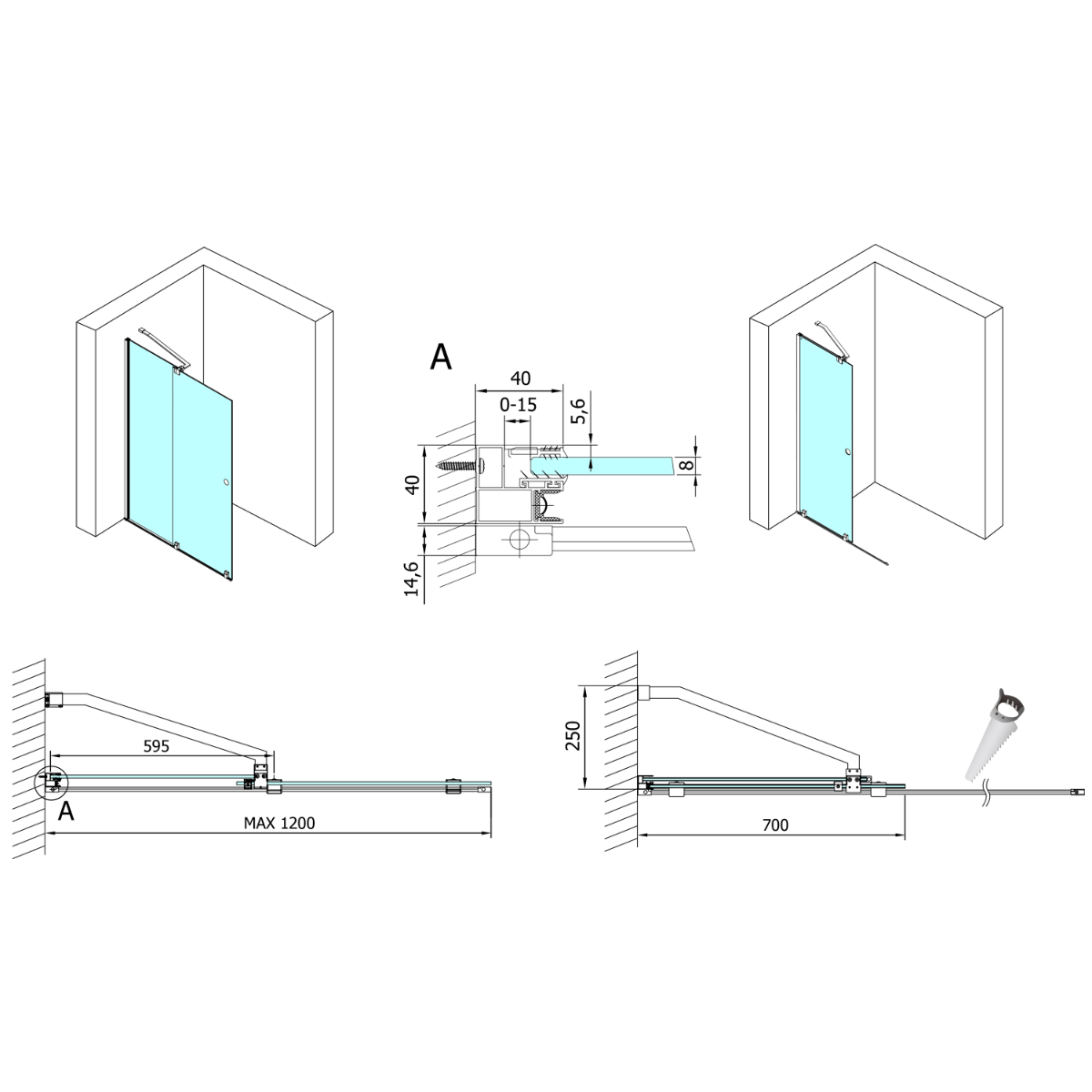 Polysan Modular schuifdeur rollend 120cm chroom