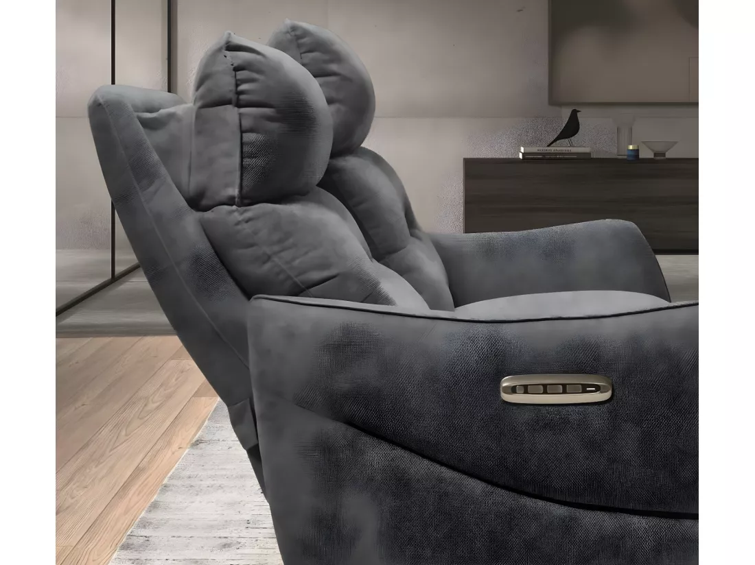 Canapé de relaxation en microfibre Kondonia-Couleur Gris-Système Electrique-2 places