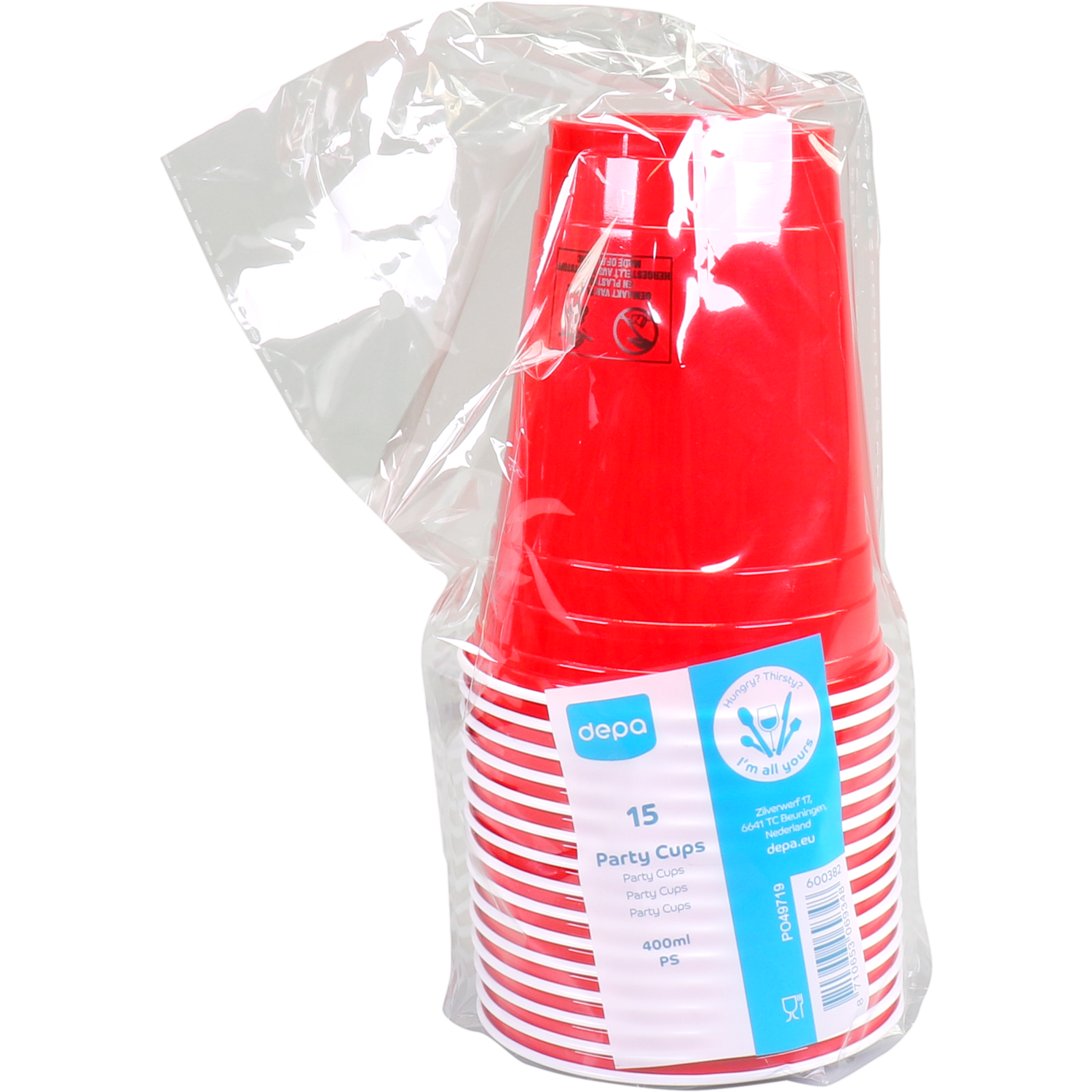 Depa, Partycup, PS, 400ml, 16oz, 120mm, rood