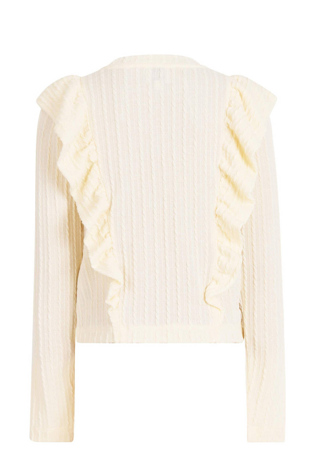 Shoeby gebreide longsleeve met ruches ecru