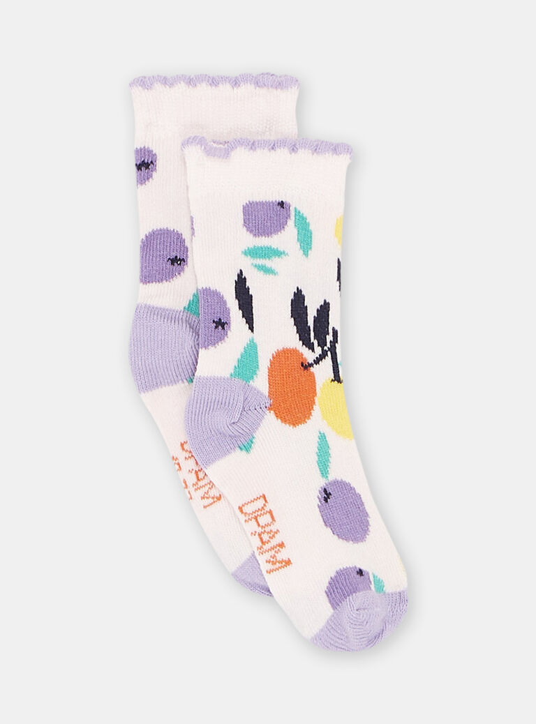 Chaussettes rose pâle à imprimé fruits bébé fille