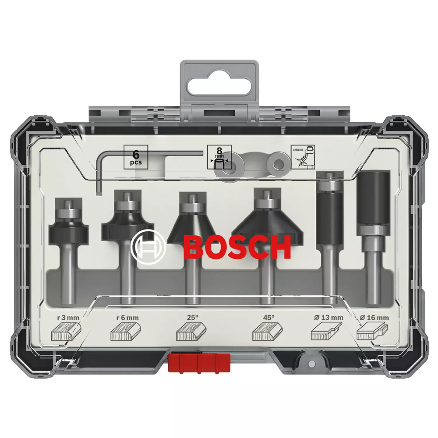 Bosch 2607017469 6-delige Frezenset in cassette - Afronden en profileren - 8mm