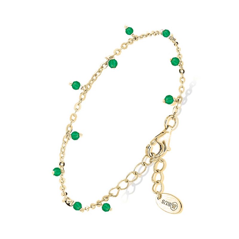Bracelet Argent Doré Petites Goutte Perles Pierre Onyx Vert