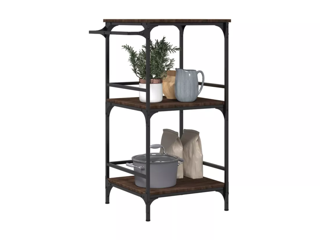 Chariot de cuisine chêne marron 60,5x50x105cm bois d'ingénierie