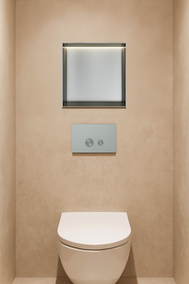 Hotbath &More frameless inbouwnis met verlichting 30x30x10cm RVS