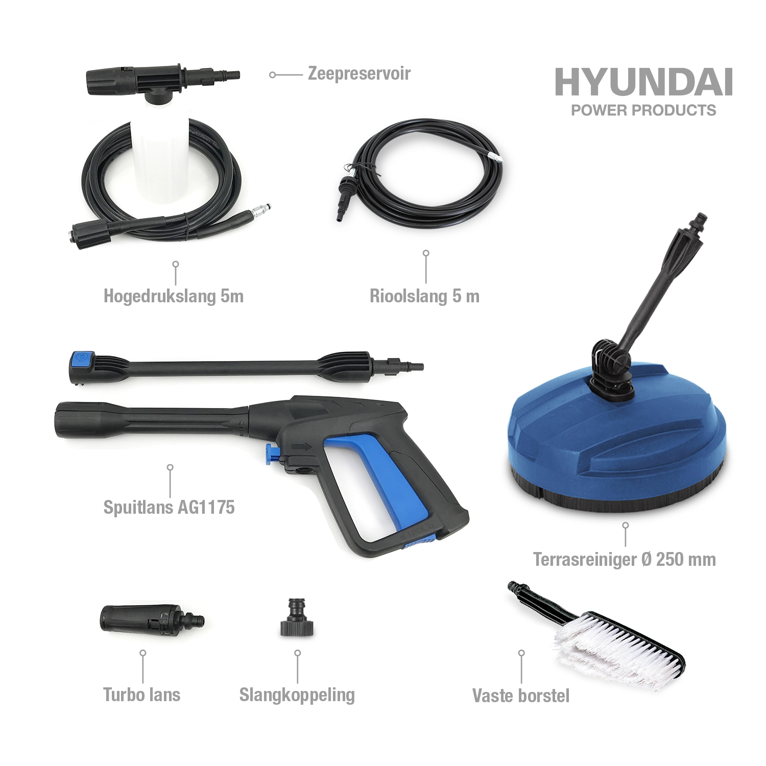 Hyundai 57507 Hogedrukreiniger set - 1500W - 135Bar