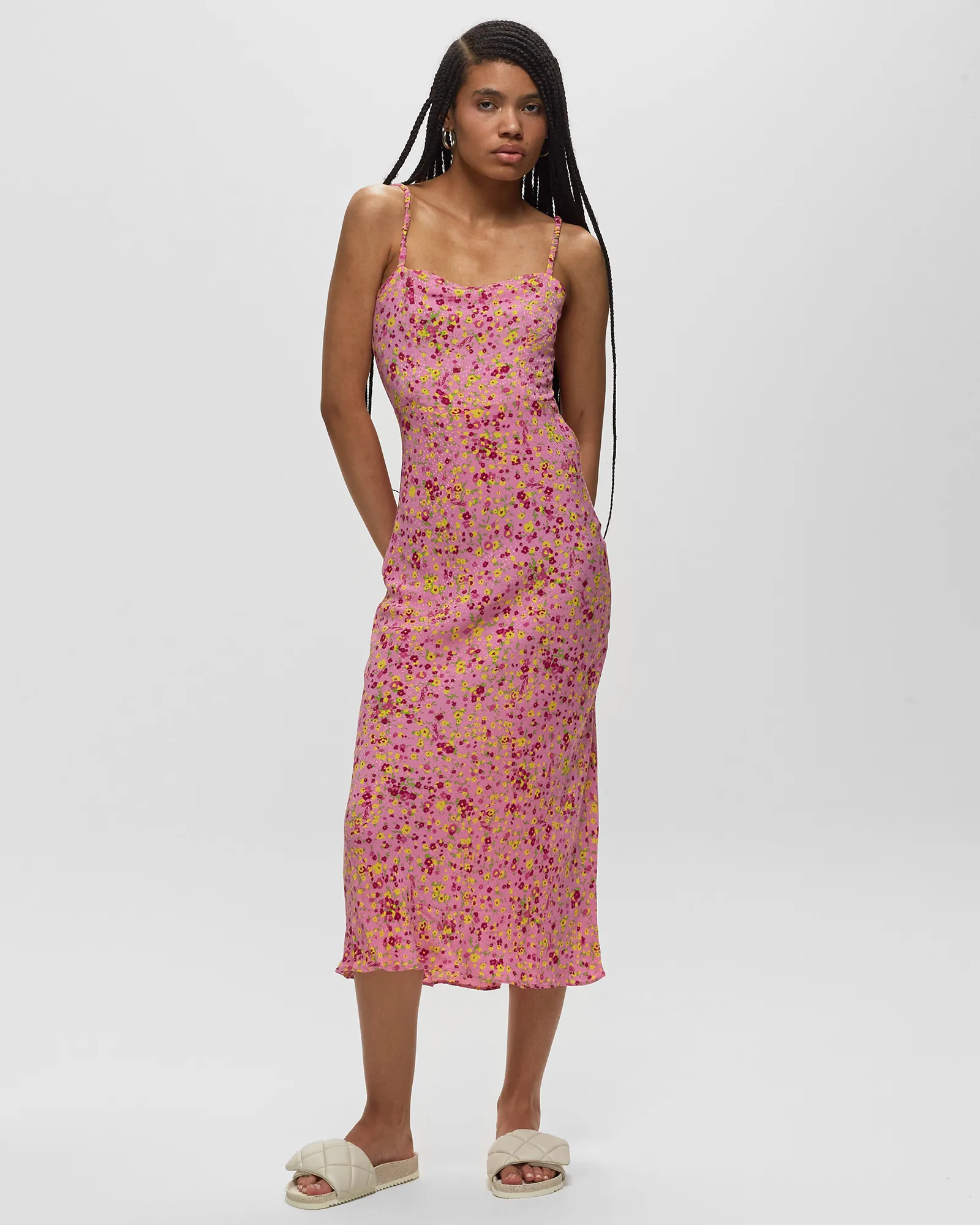 ROTATE Birger Christensen Jacquard Midi Slip Dress
