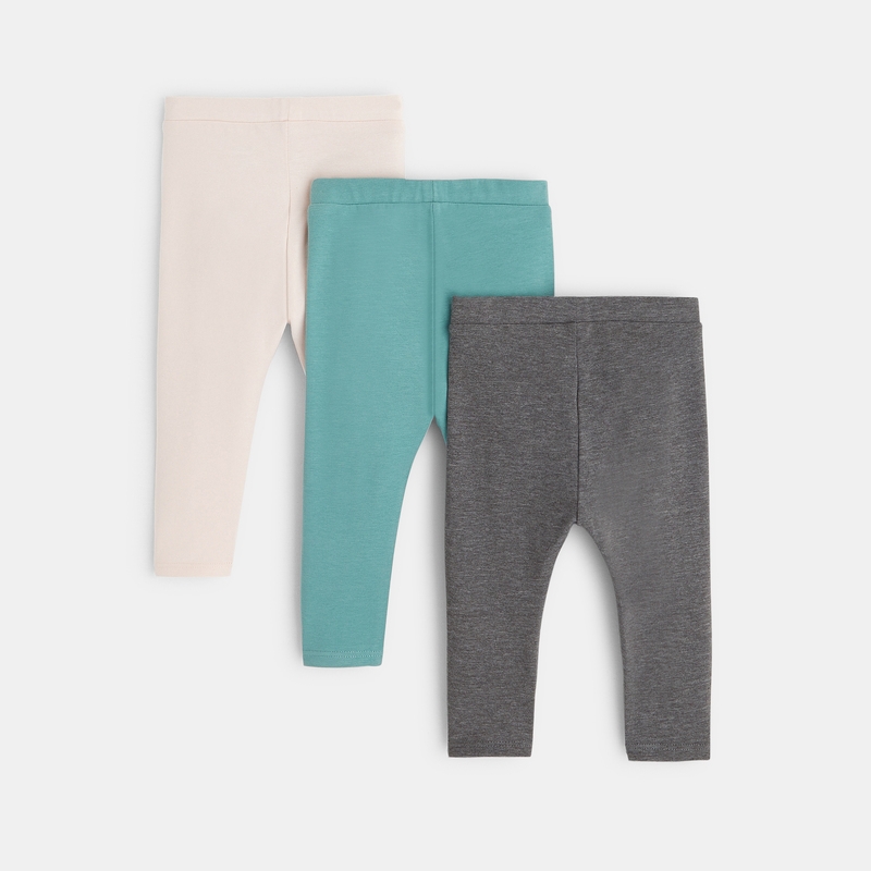 Legging uni jersey (lot de 3) rose bébé fille